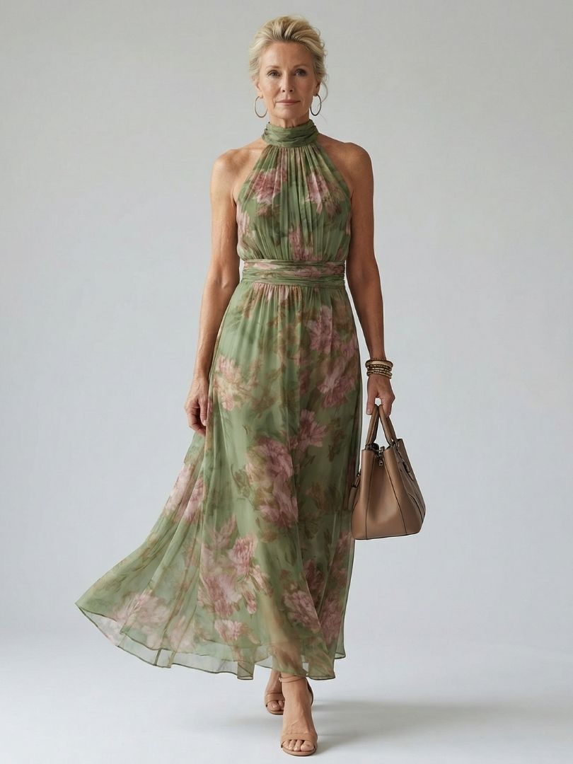 Charlotte | Gathered Halter Midi Dress