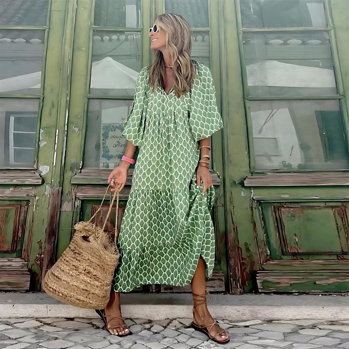 Madison | Boho Maxi Dress with Puff Sleeves