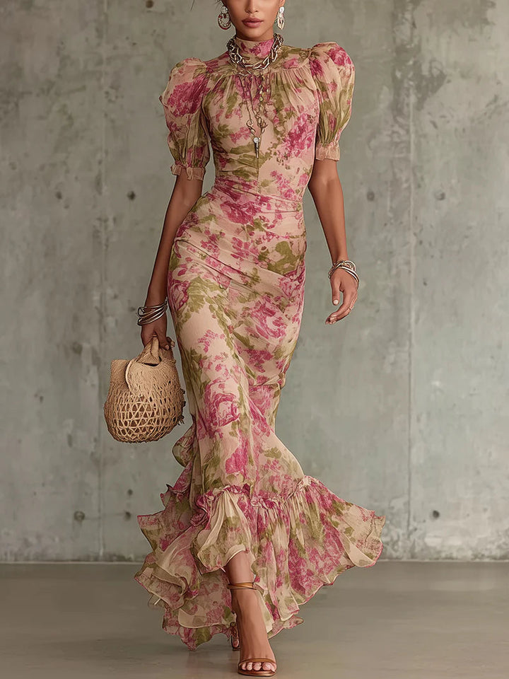 Roslyn | Vintage Rose Print Maxi Dress