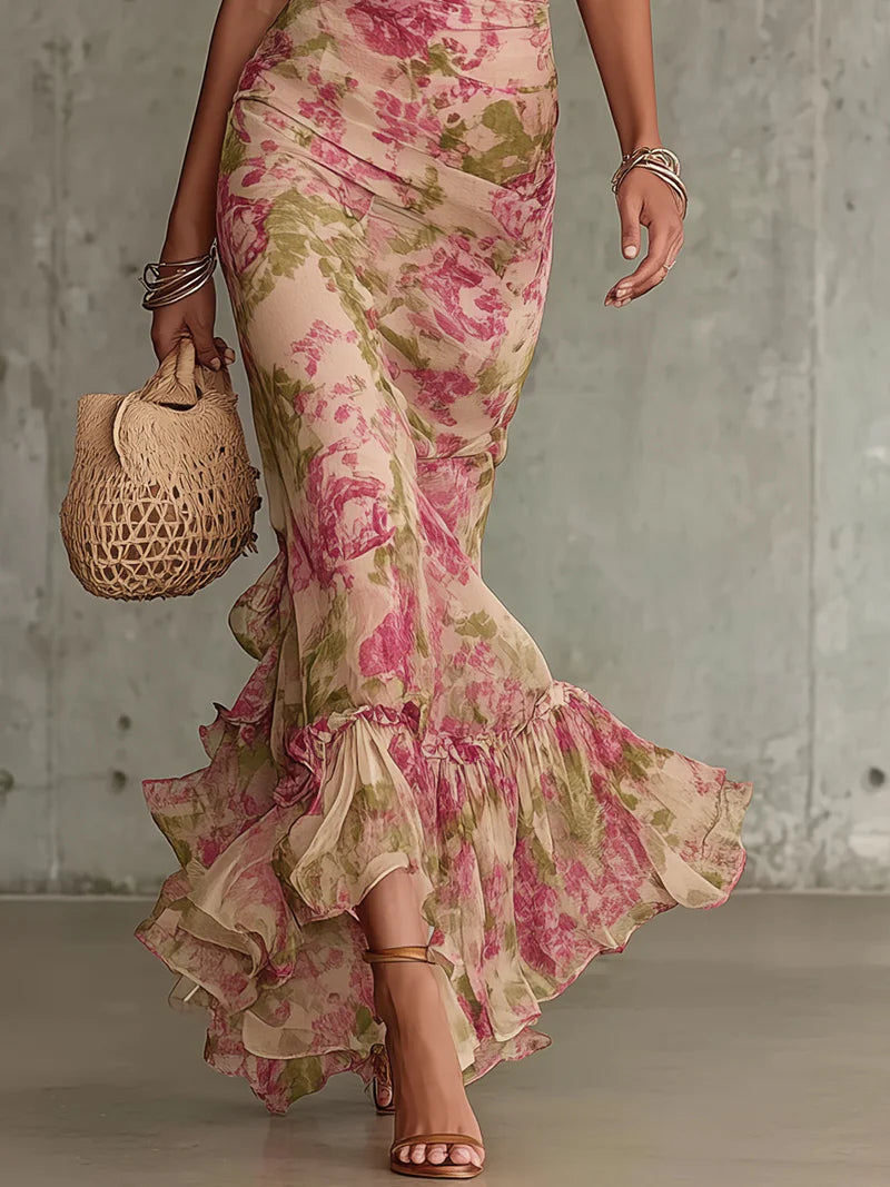 Roslyn | Vintage Rose Print Maxi Dress