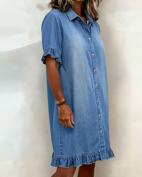 Allison | Comfortable Denim Dress With Flattering Rubbing