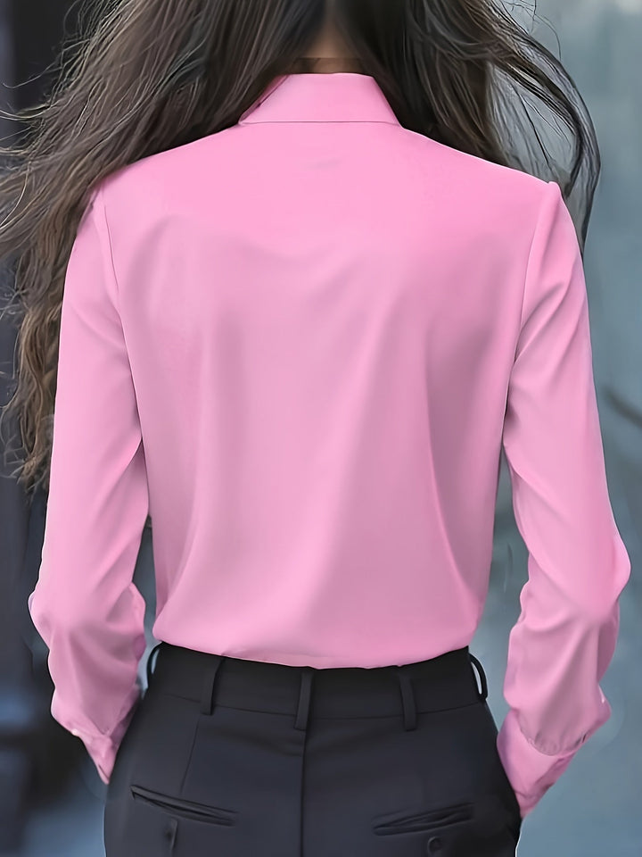 Rachel | Long Sleeve Button Up Blouse With Ruffled Bow