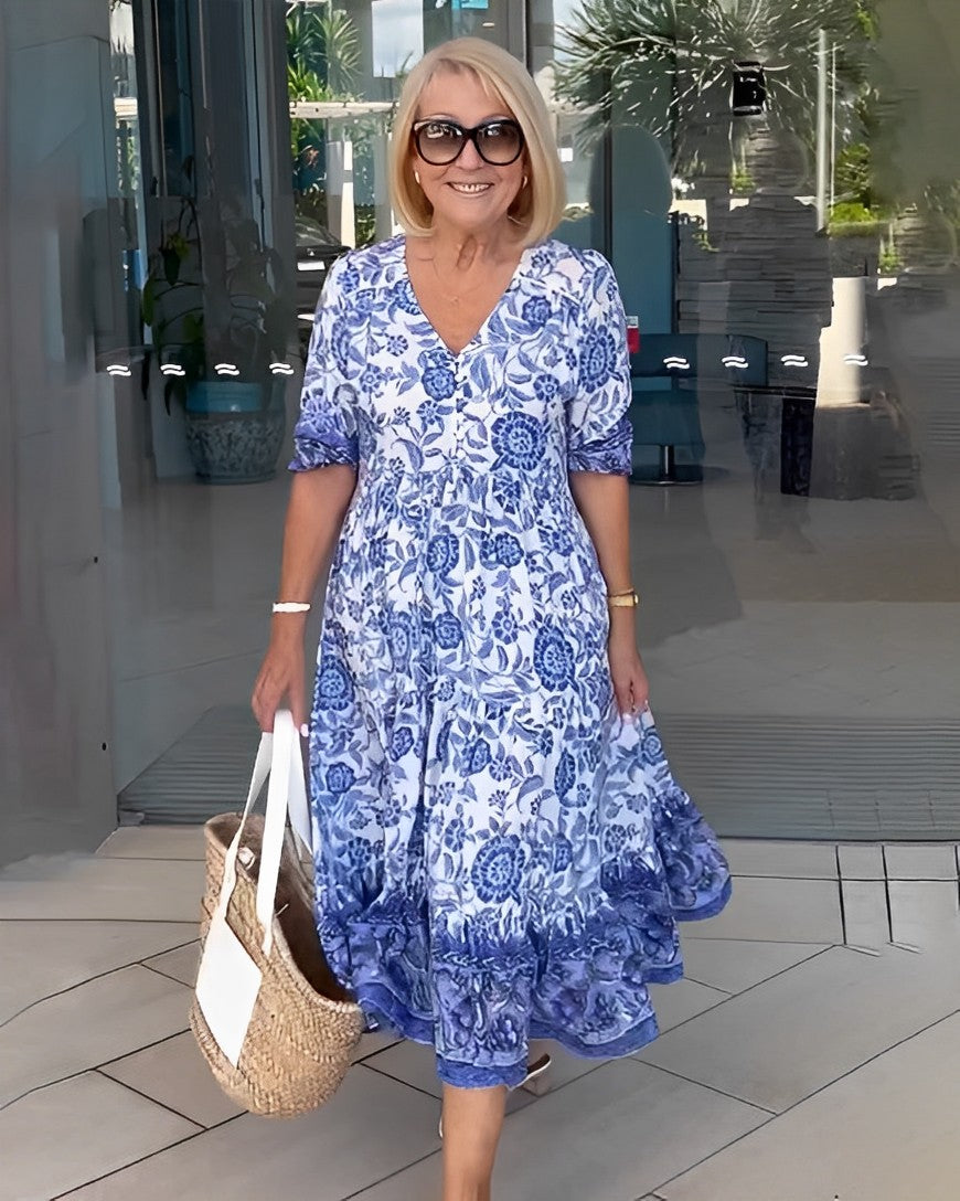 Keisha | Elegant V-Neck Floral Dress