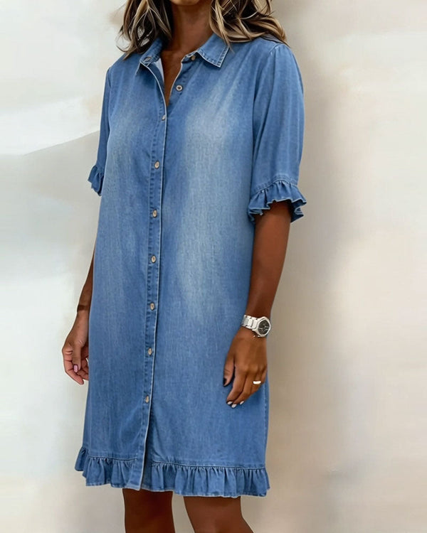 Allison | Comfortable Denim Dress With Flattering Rubbing