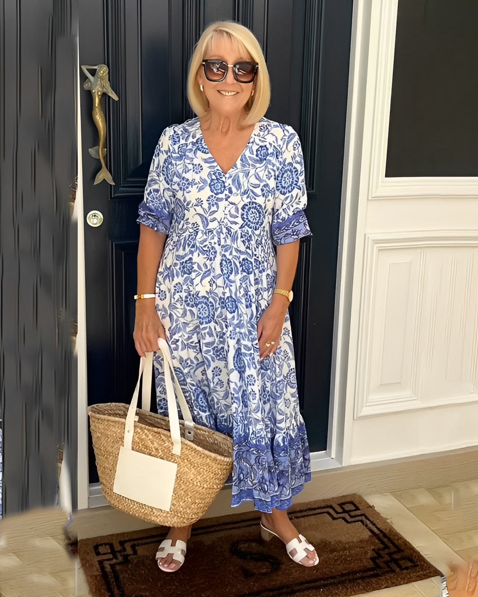 Keisha | Elegant V-Neck Floral Dress