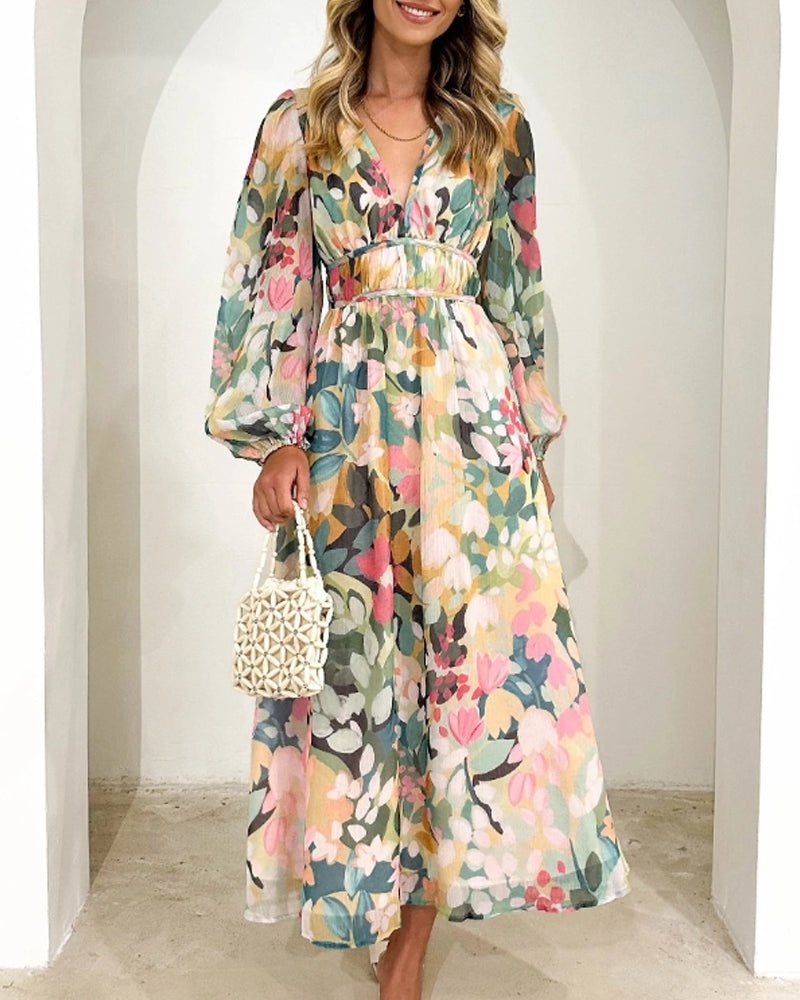 Daisy | Elegant Floral V-Neck Dress