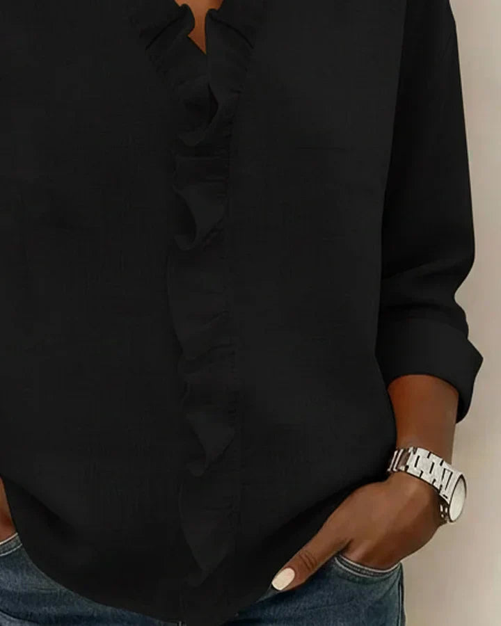 Ashley | Blouse with Ruffles V-Neck