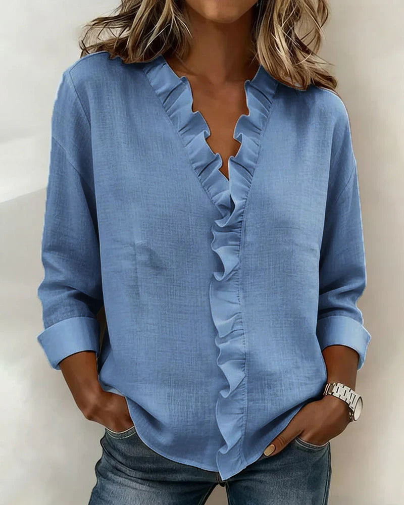 Ashley | Blouse with Ruffles V-Neck