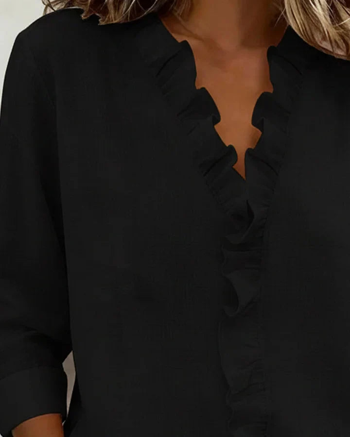 Ashley | Blouse with Ruffles V-Neck