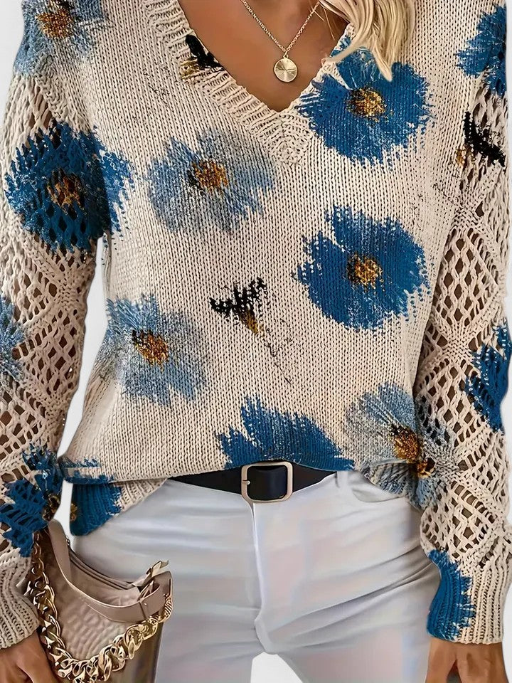 Magnolia | Elegant sweater with floral pattern