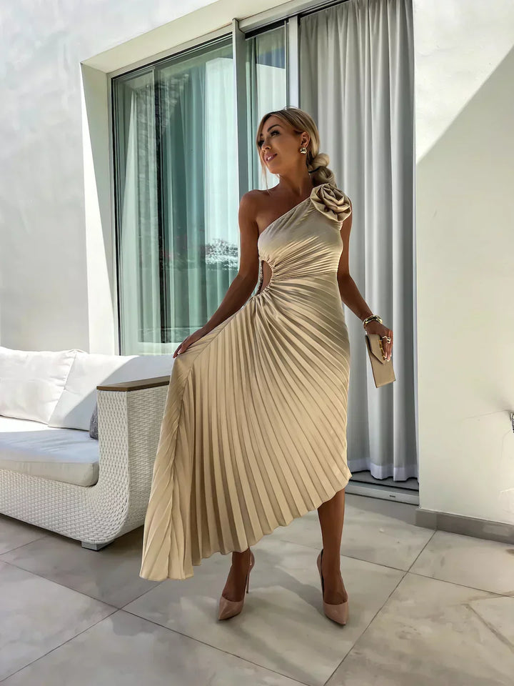 Eya™ | Elegant One-Shoulder Floral Maxi Dress