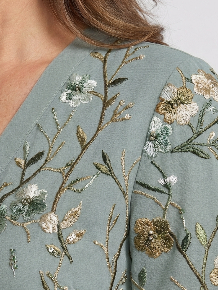 Isadora | Elegant Embroidered Mesh Maxi Dress