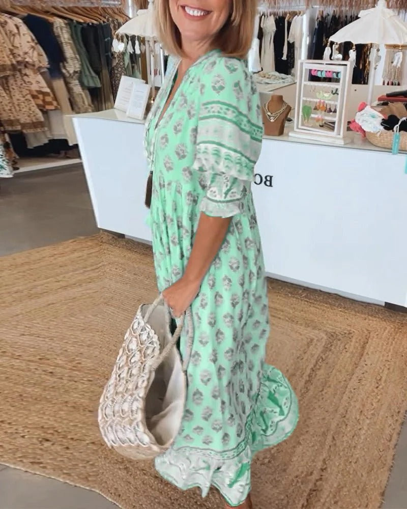 Wanda | Boho Midi Dress with Fringes